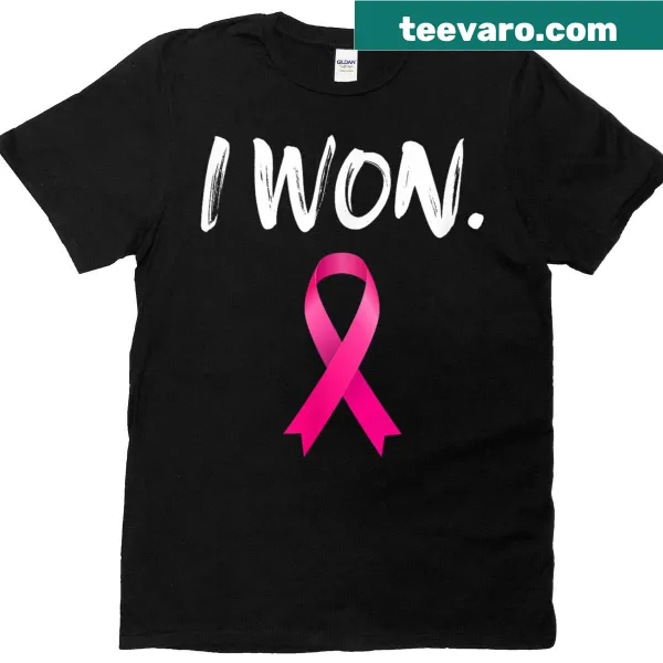 Empowering T-shirt with 'Breast Cancer Survivor Fighter Warrior' text and pink ribbon