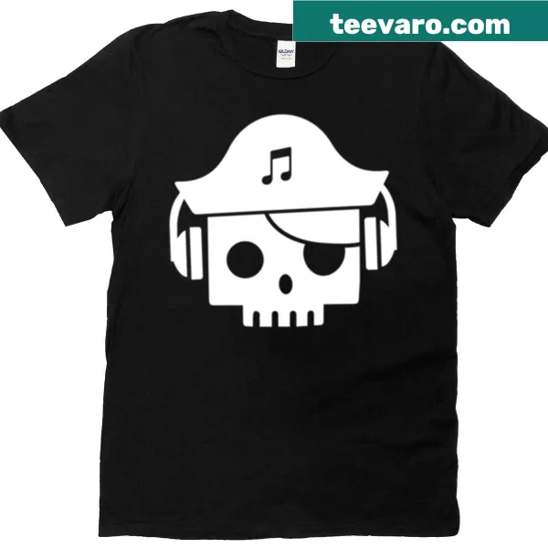 T-shirt featuring a whimsical robot broadcasting pirate radio