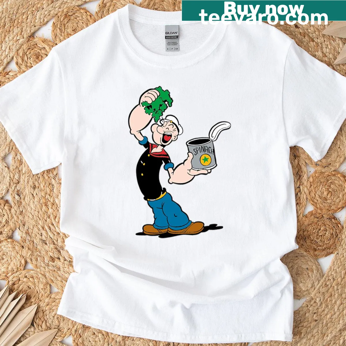 Popeye the Sailor Man graphic on a T-shirt — on a men's t-shirt