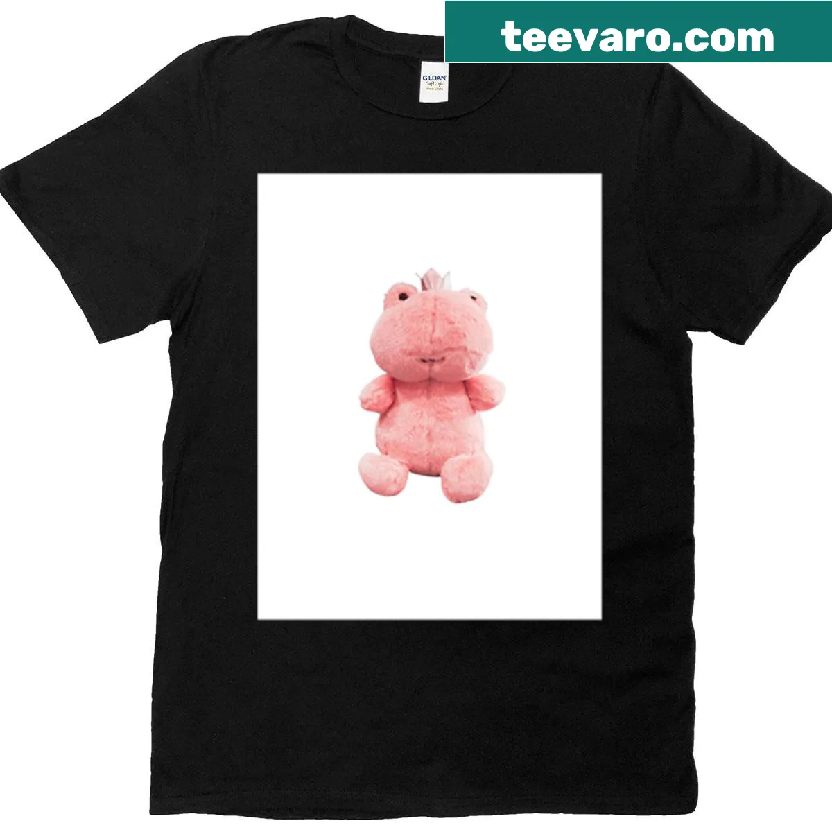 Cute cartoon of a stuffed animal frog in a princess outfit — on a men's t-shirt