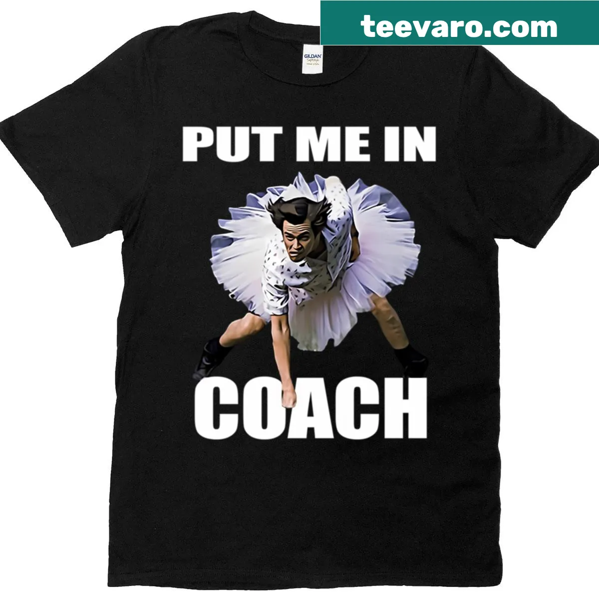Playful T-shirt with the phrase 'Put Me In Coach Put Me In' for sports fans — on a men's t-shirt