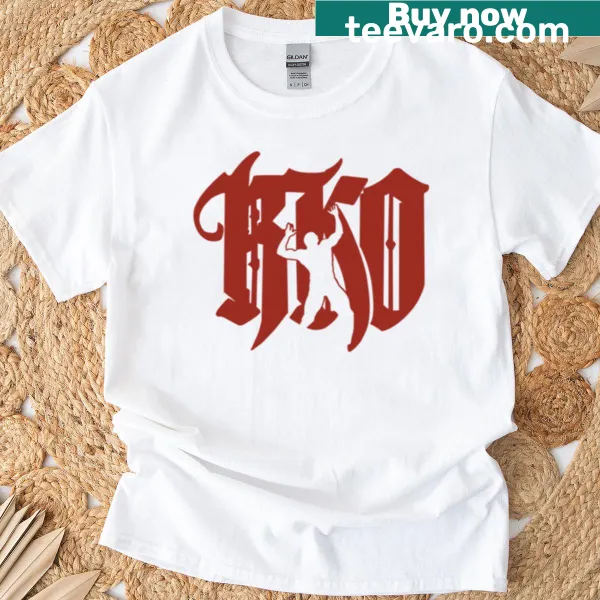 Text T-shirt with 'RKO' referencing Randy Orton