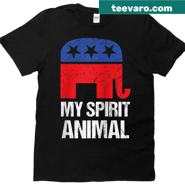 Republican elephant graphic with American flag on a raglan tee