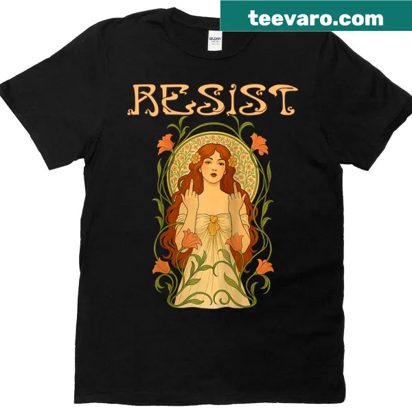 Art Nouveau style feminist anti-Trump raglan tee for women