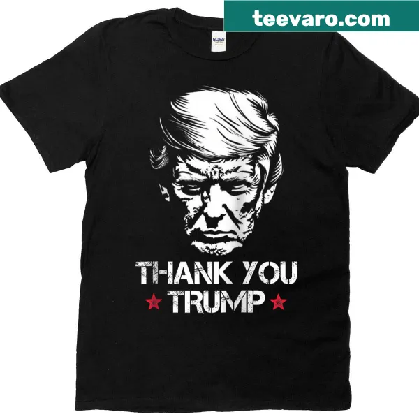 Stylized Raglan tee with a humorous Thank You Trump slogan.