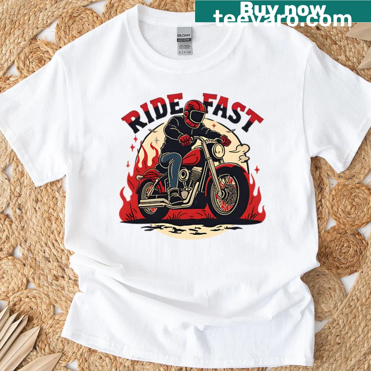Bold motorcycle skull graphic on a casual t-shirt. — on a men's t-shirt