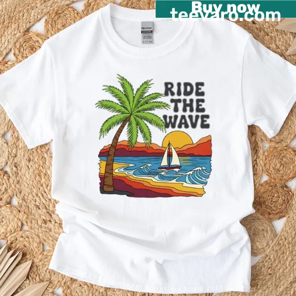 Silhouette design of surfing waves on a casual outdoor shirt