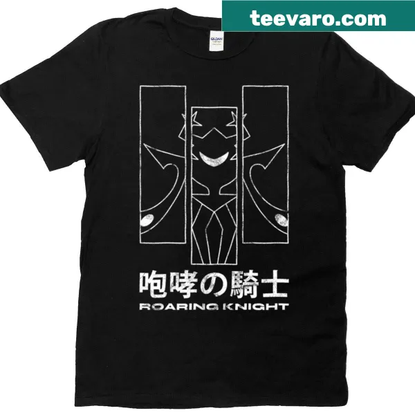 Illustrative T-shirt featuring a bold knight design in a fantasy theme.