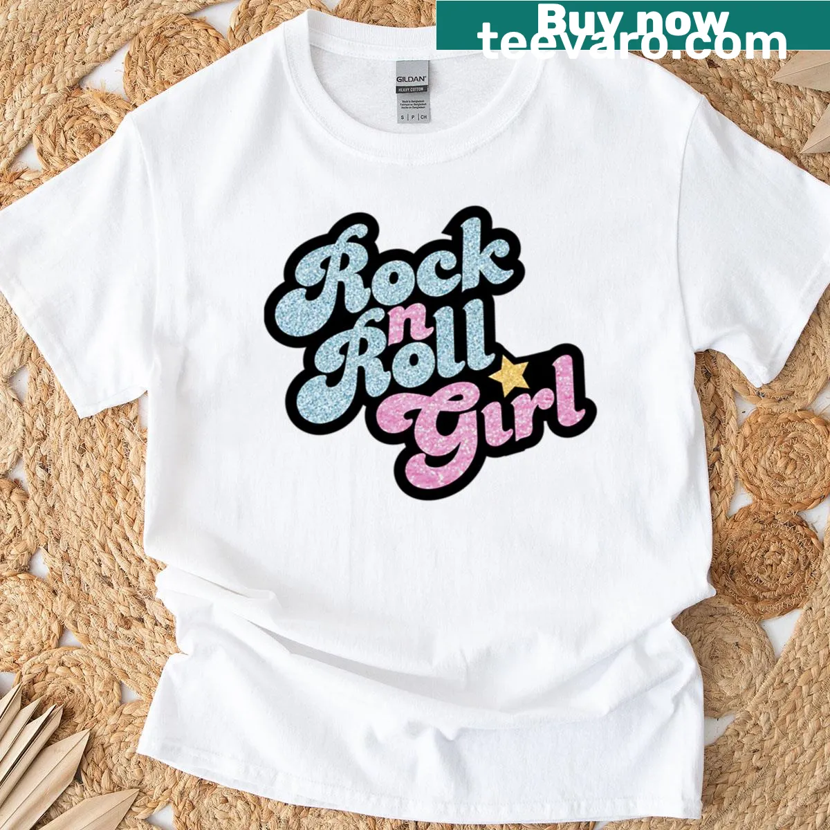 Illustrative design of a rock girl on T-shirt — on a men's t-shirt