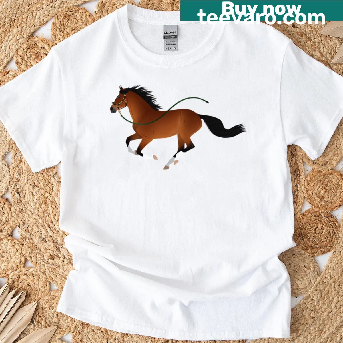 Illustration of a galloping horse on a t-shirt — on a men's t-shirt