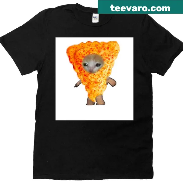 Illustrated sad cat design on T-shirt