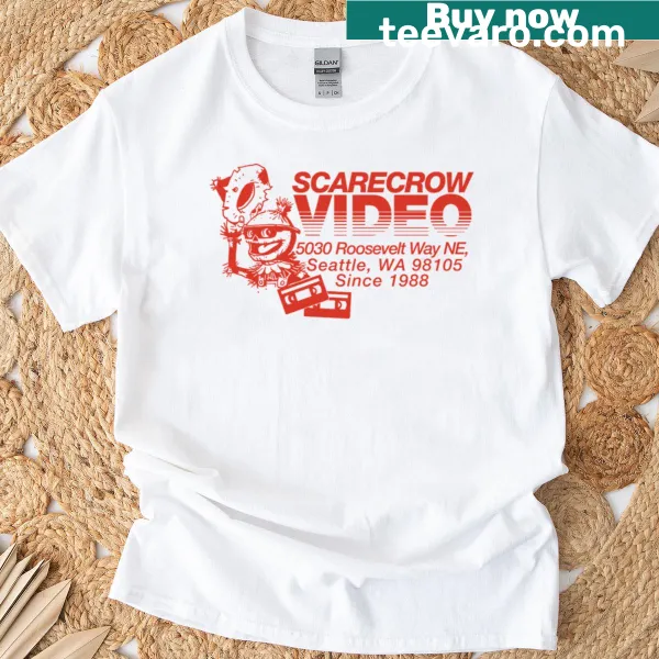 Quirky graphic design celebrating video store culture on an oversized T-shirt