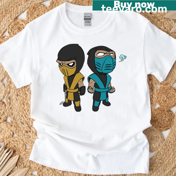 Graphic tee featuring Scorpion and Sub-zero from gaming
