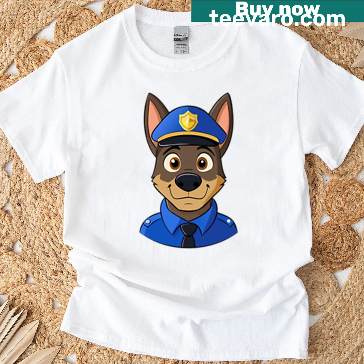 Serious police dog graphic t-shirt for dog lovers. — on a men's t-shirt