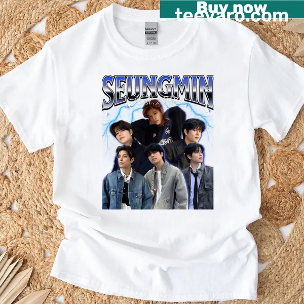 90s-inspired T-shirt featuring the name Seungmin in a nostalgic graphic.