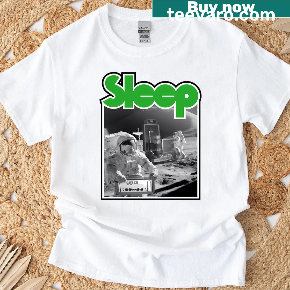 Graphic text design featuring 'Sleep Band' on a t-shirt. — on a men's t-shirt