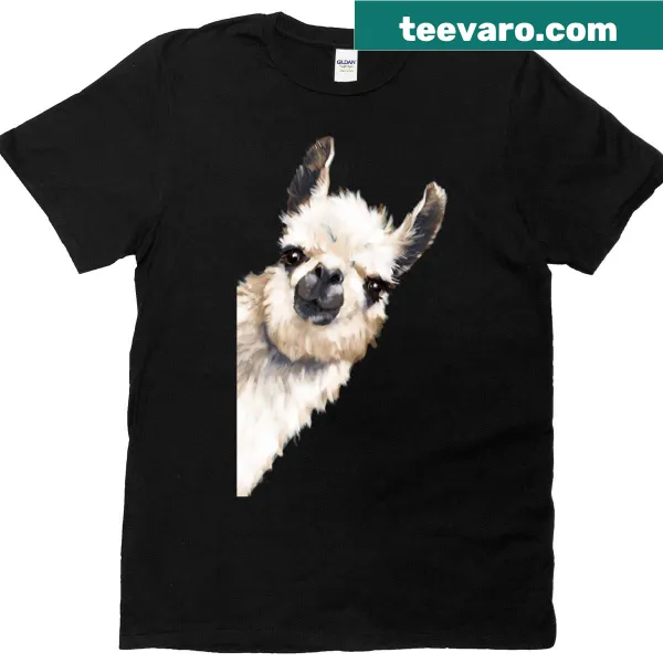 Whimsical llama illustration on a playful t-shirt