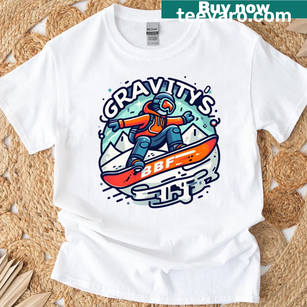 Oversized T-shirt with a bold snowboarding graphic — on a men's t-shirt