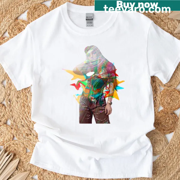 Oversized t-shirt with playful rainbow girl design