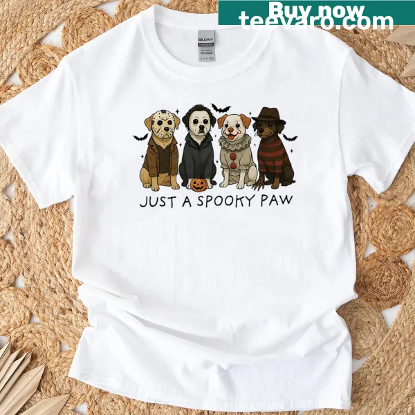 Cute T-shirt with dogs in Halloween costumes.