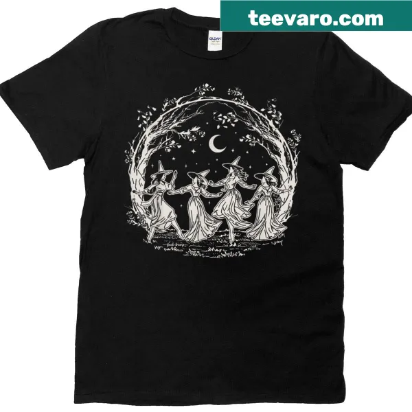 T-shirt featuring a witch design and feminist messages for Halloween.