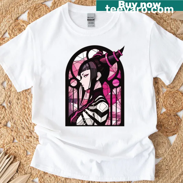 Artistic stained glass design on a t-shirt