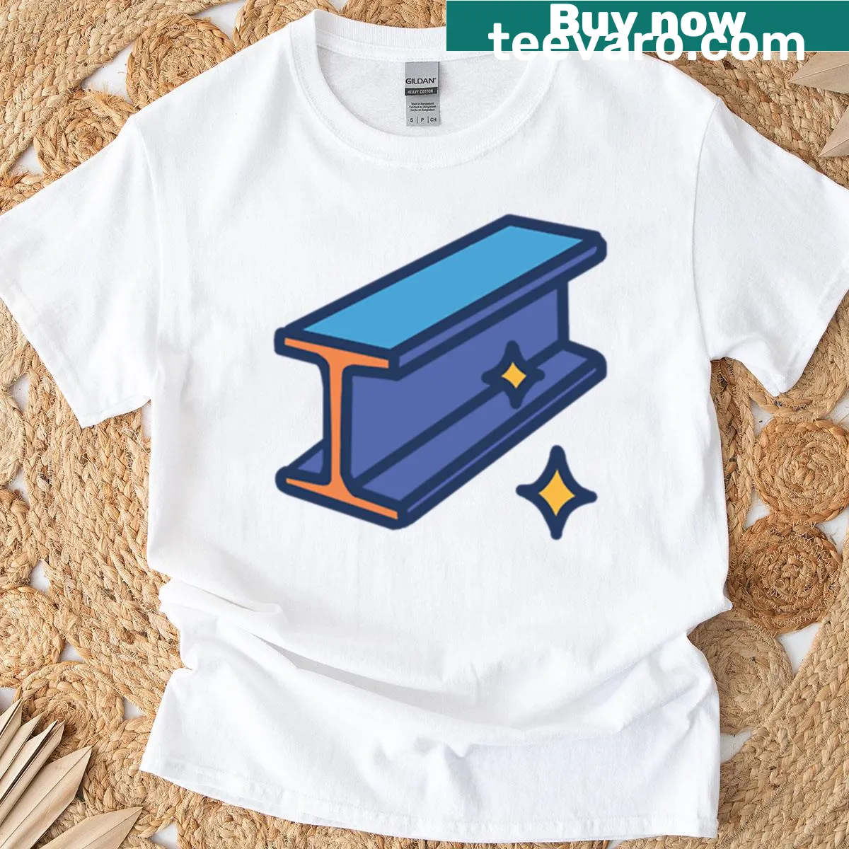 Stylized steel beam graphic on a T-shirt — on a men's t-shirt