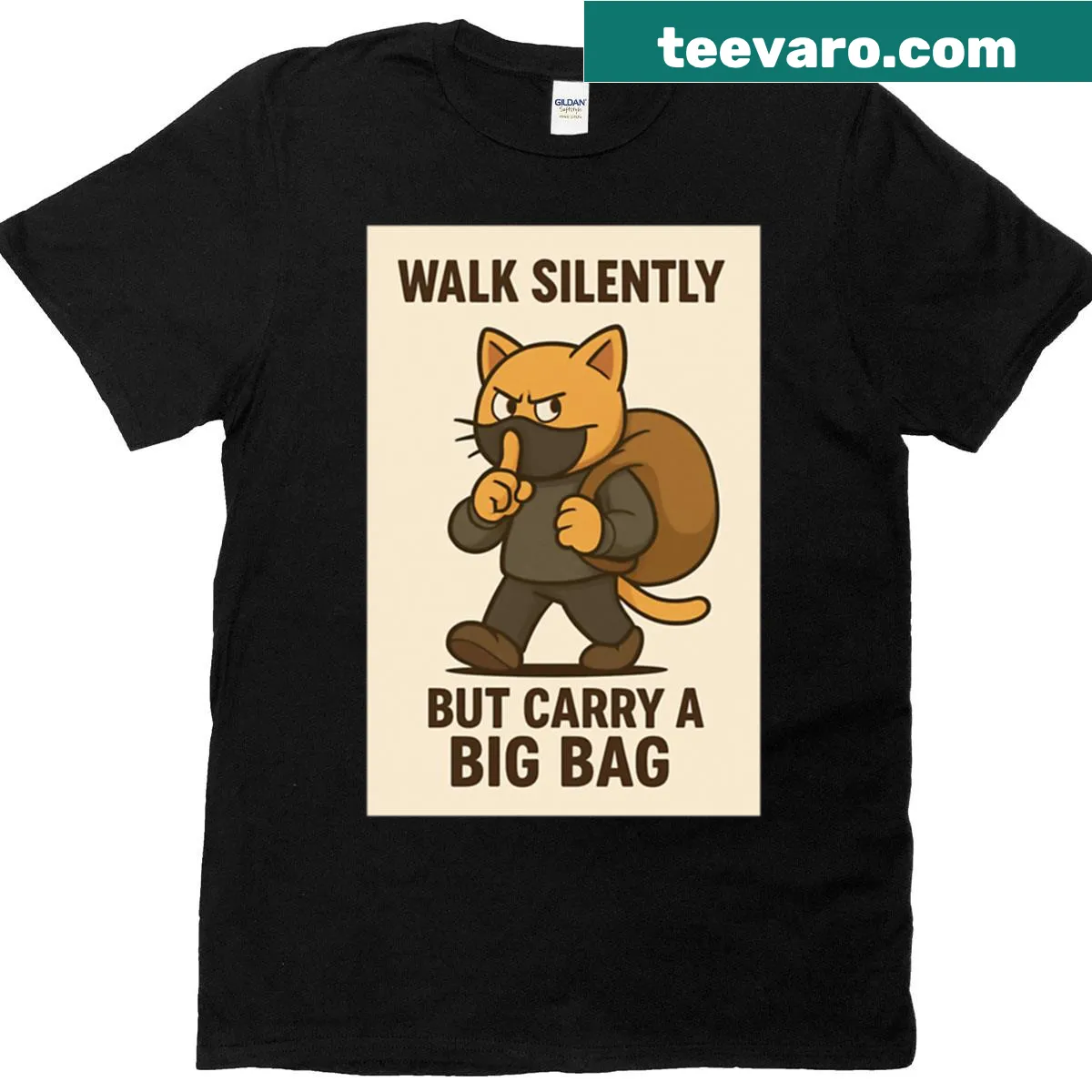 Graphic T-shirt featuring a street cat illustration — on a men's t-shirt