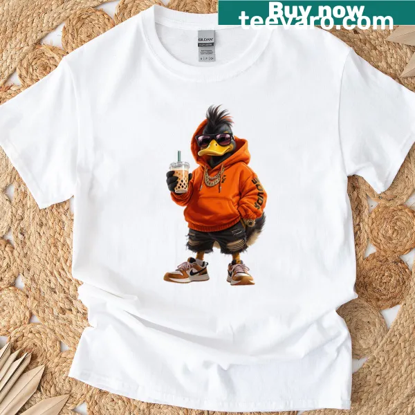 Quirky cartoon duck graphic T-shirt for playful individuals