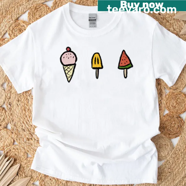 Cute ice cream and popsicle illustrations on a t-shirt