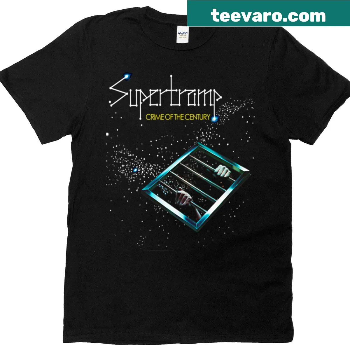 Vintage-style T-shirt inspired by Supertramp's Crime of the Century — on a men's t-shirt
