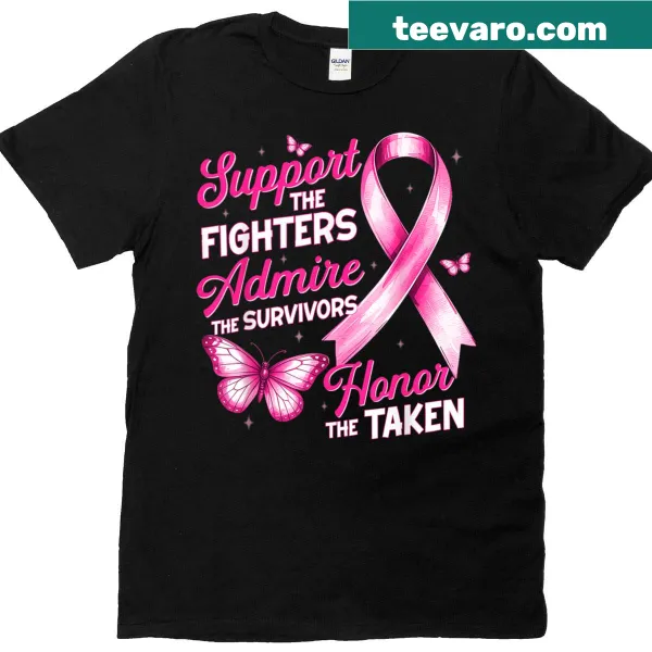 T-shirt promoting breast cancer awareness with supportive messages