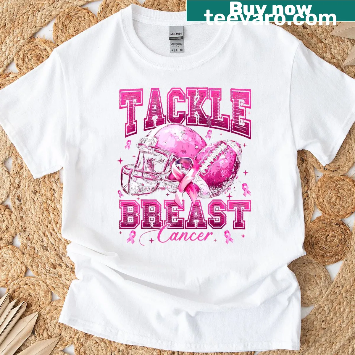 Empowering football girl illustration for breast cancer awareness. — on a men's t-shirt