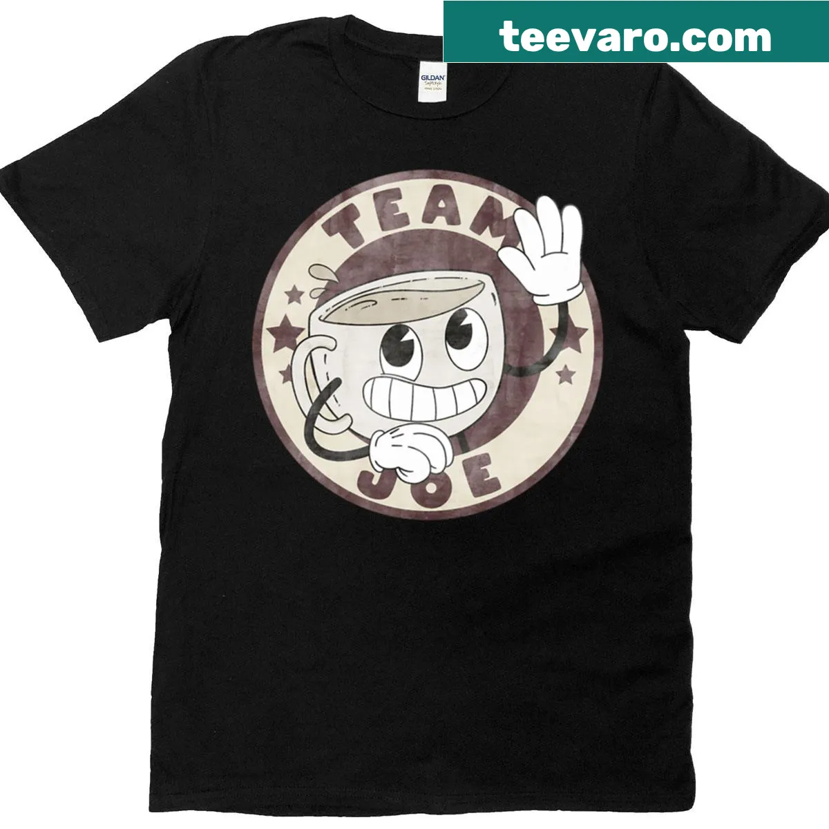 Team Bruce cartoon beer badge graphic T-shirt — on a men's t-shirt
