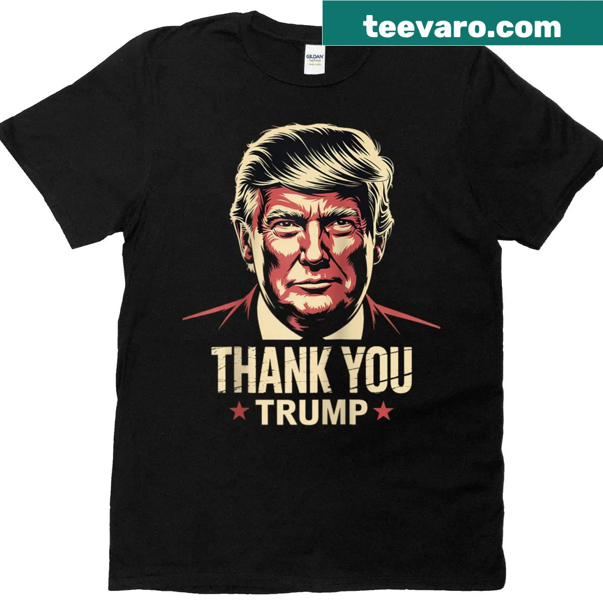 Humorous Thank You Trump text on a raglan tee. — on a men's t-shirt