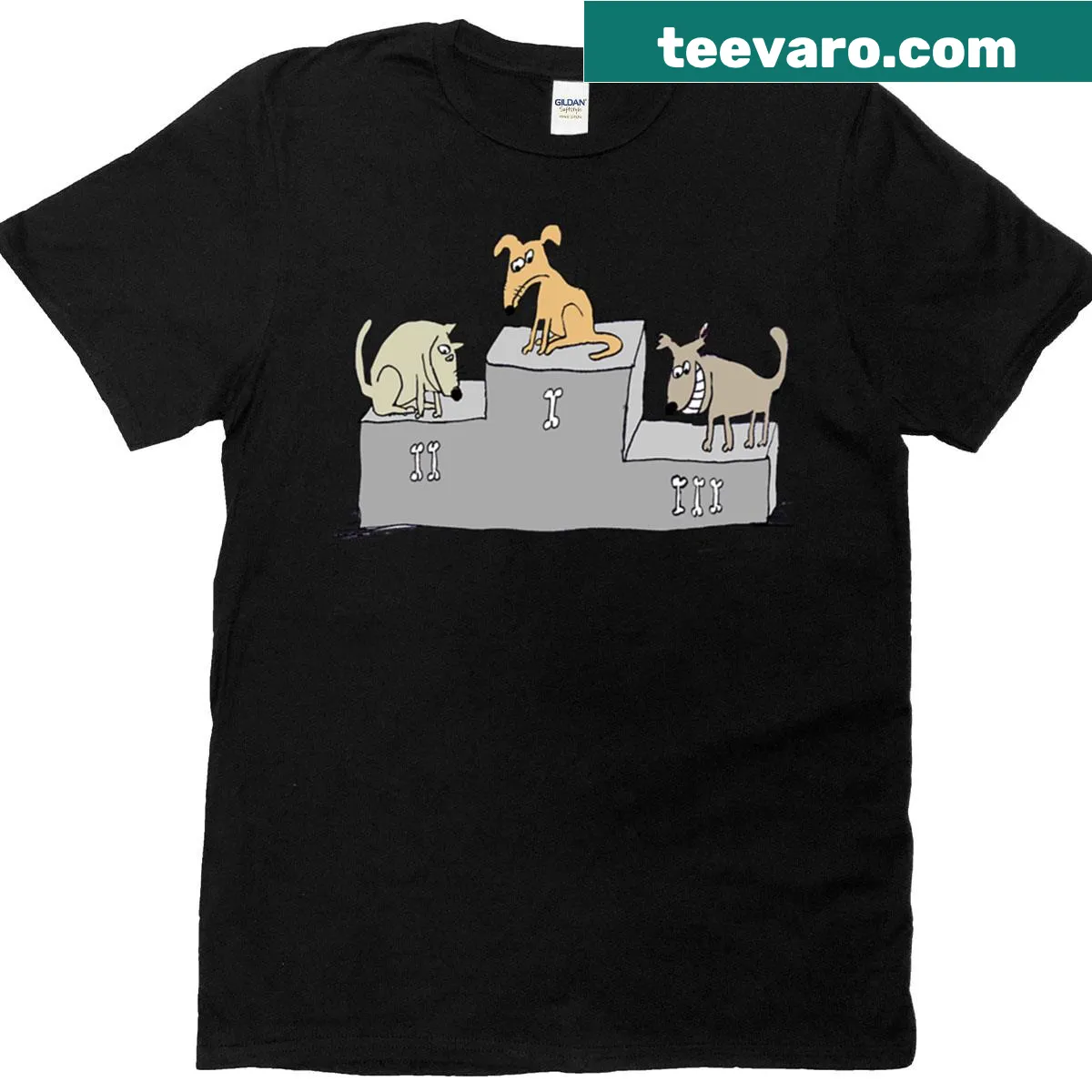 Humorous shirt featuring a graphic of bone ranking — on a men's t-shirt