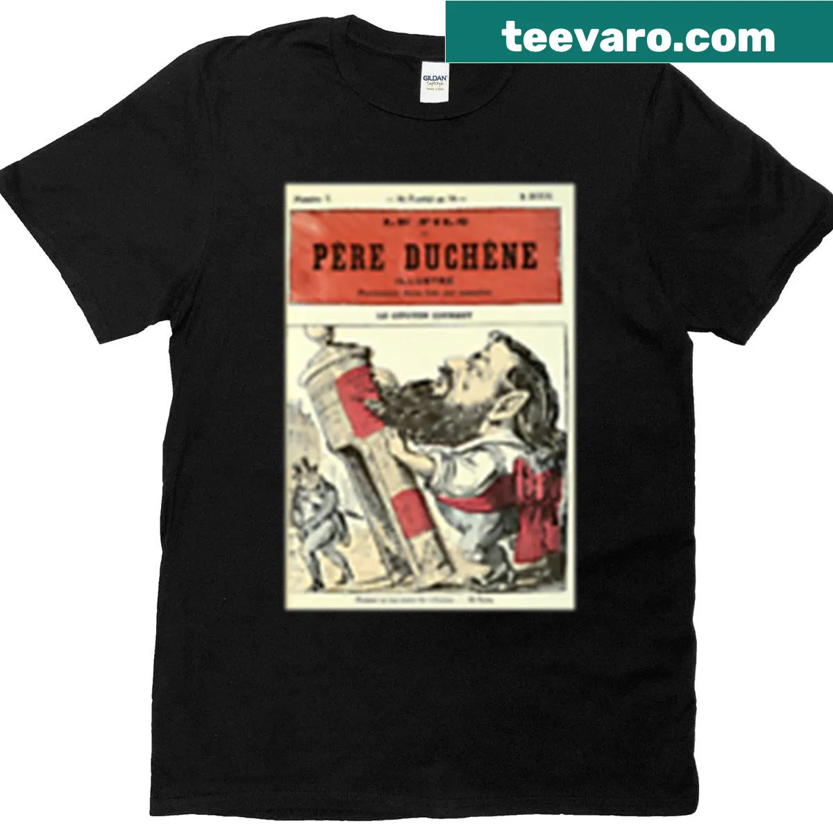 Illustrated art theme from 'The Citizen Courbet' on a T-shirt — on a men's t-shirt