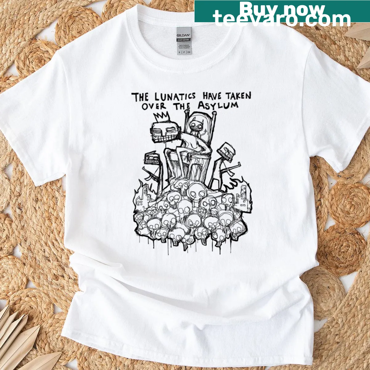 Illustrated lyrics design inspired by The Daily Mail band — on a men's t-shirt