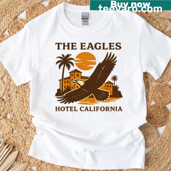 T-shirt featuring an artistic design inspired by The Eagles' Hotel California