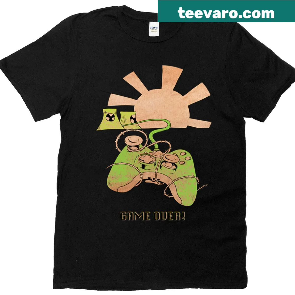 T-shirt with the phrase 'The Game Is Over' in bold typography. — on a men's t-shirt