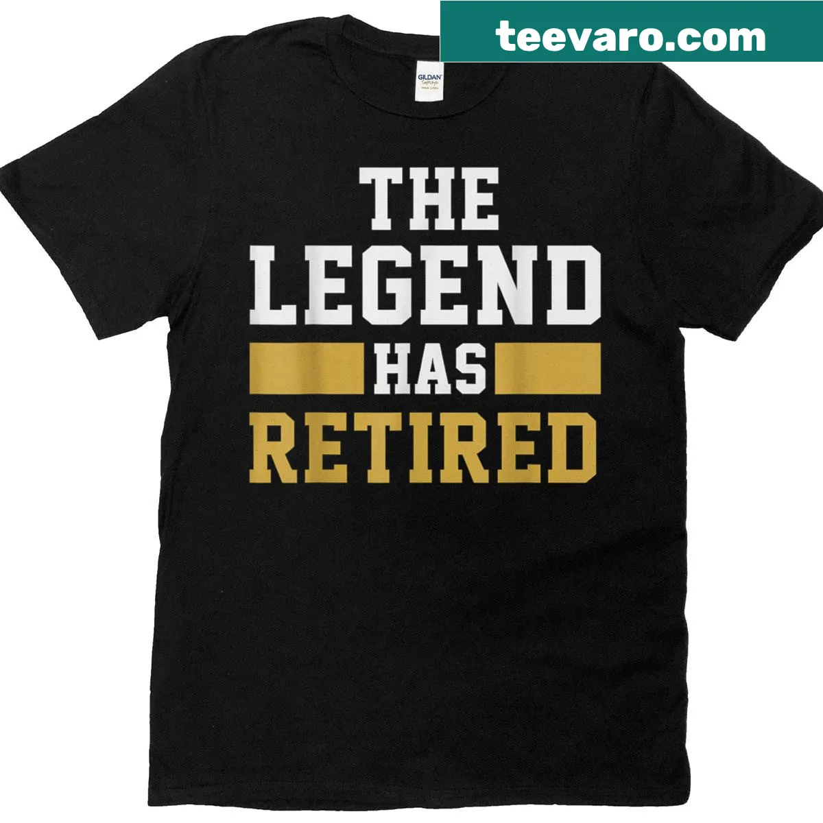 Funny retirement T-shirt with a legend-themed graphic — on a men's t-shirt