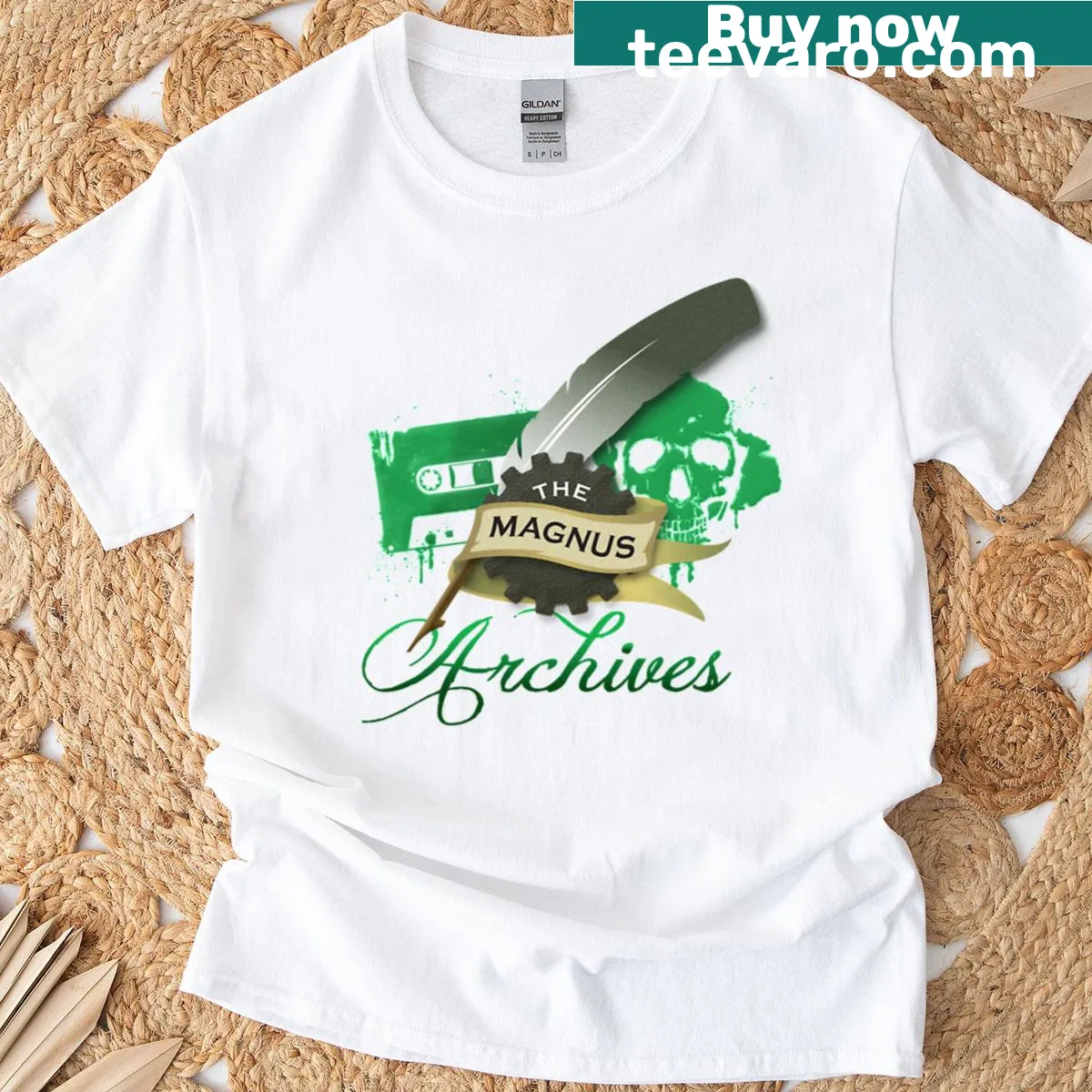 The Magnus Archives logo on a minimalist t-shirt — on a men's t-shirt