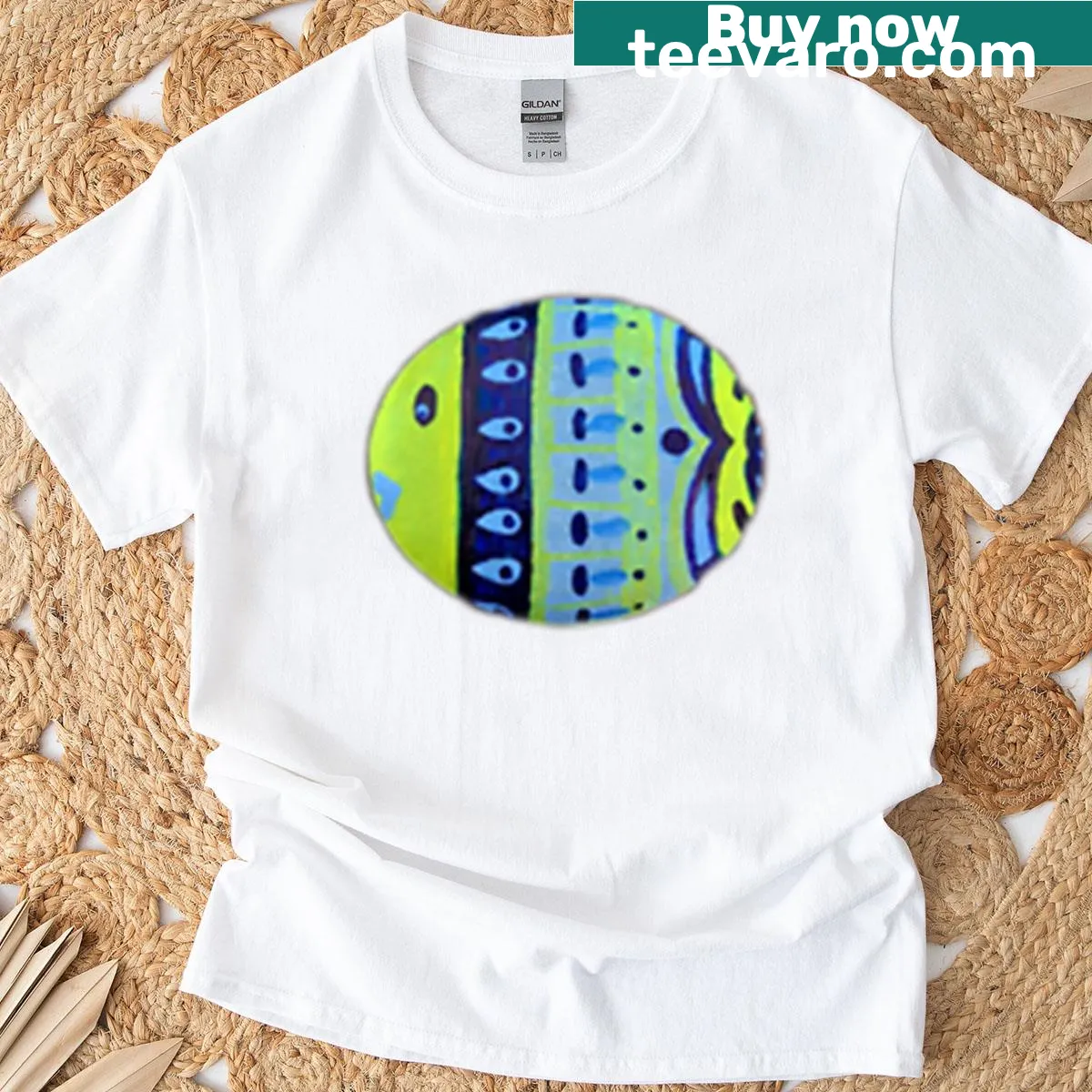 Realistic T-shirt featuring a serene blue fish design — on a men's t-shirt