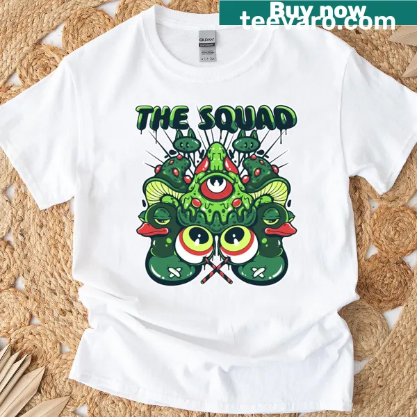 Bold typography design saying 'The Squad.'