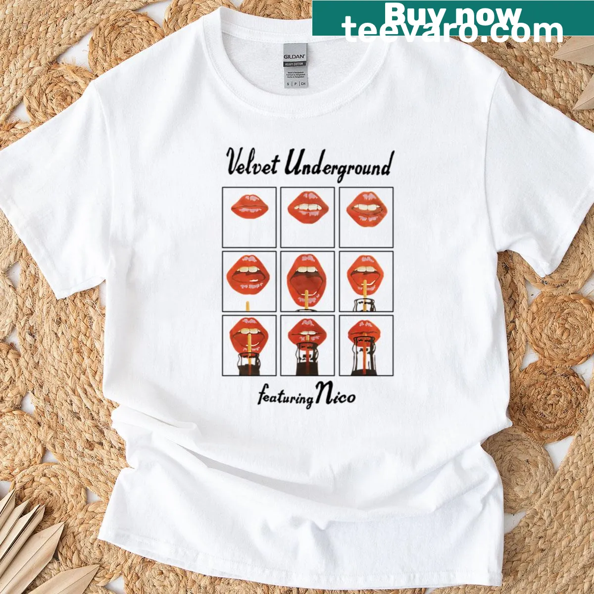 Vintage-style Velvet Underground band t-shirt featuring iconic graphics — on a men's t-shirt