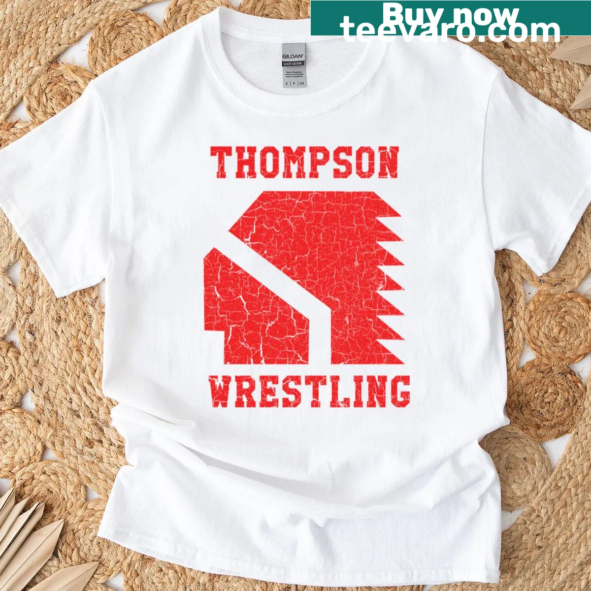 Thompson High School Wrestling T-shirt with athletic graphic — on a men's t-shirt
