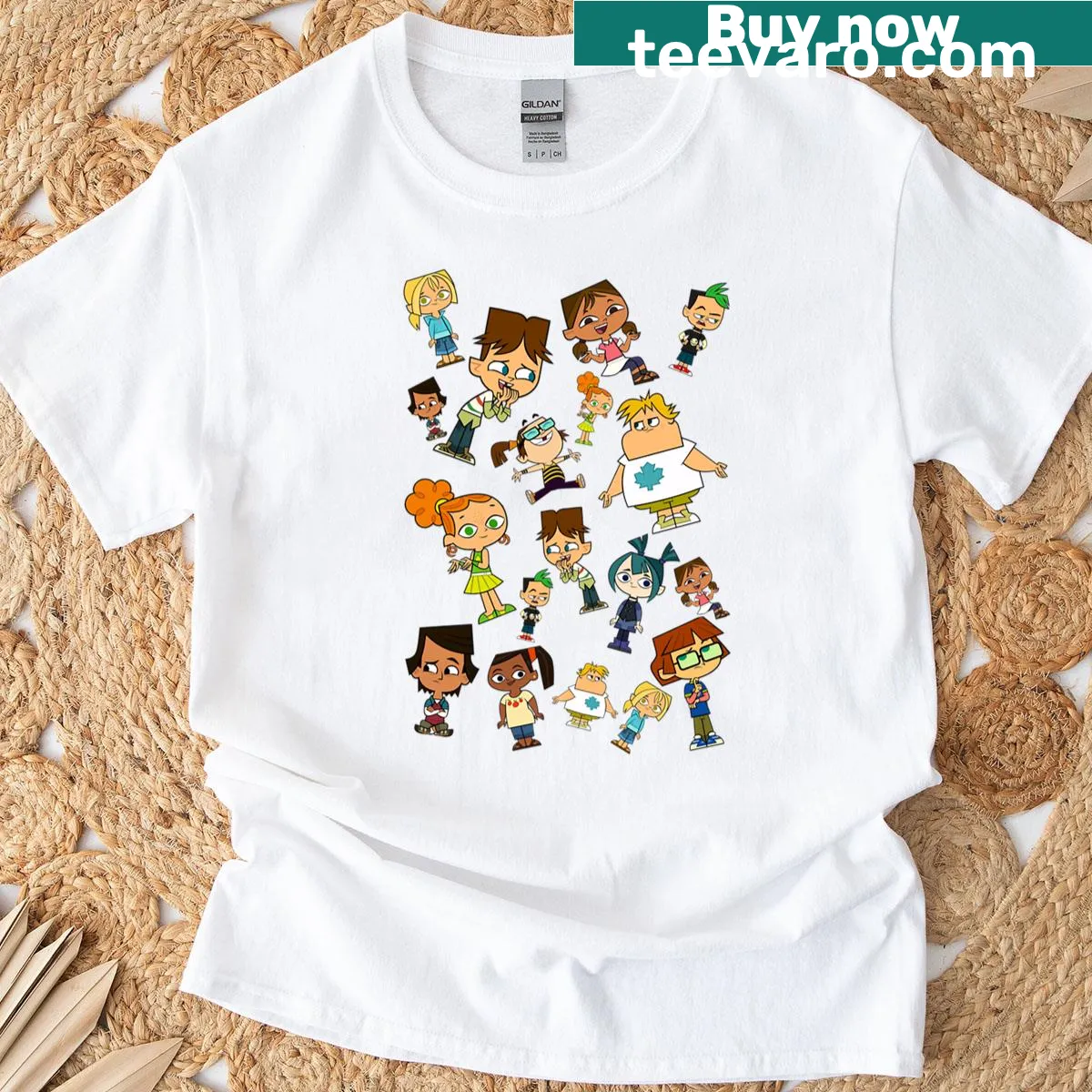 Nostalgic Total Dramarama oversized t-shirt with watercolor design — on a men's t-shirt