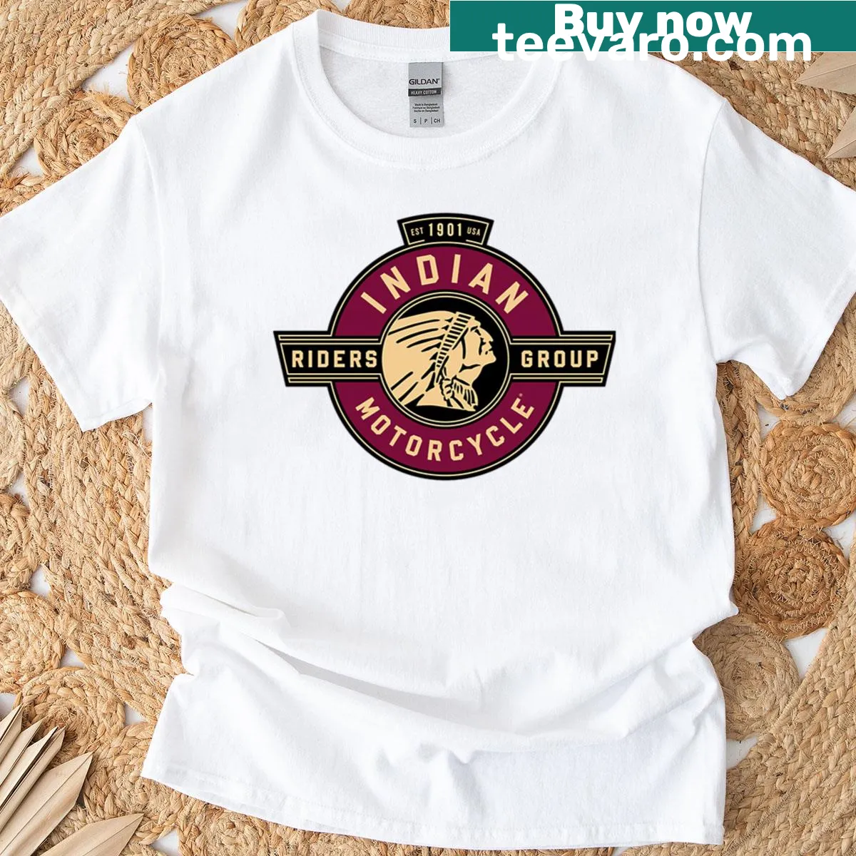 Illustration of a motorcycle on a touring-themed t-shirt — on a men's t-shirt