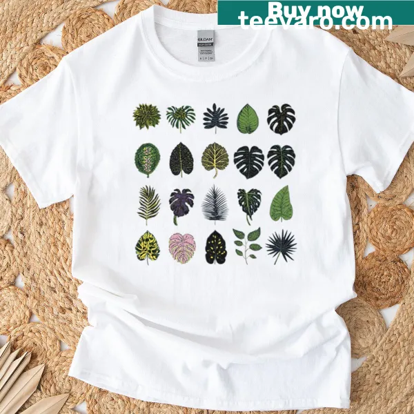 Vintage-style t-shirt with tropical leaves botanical design