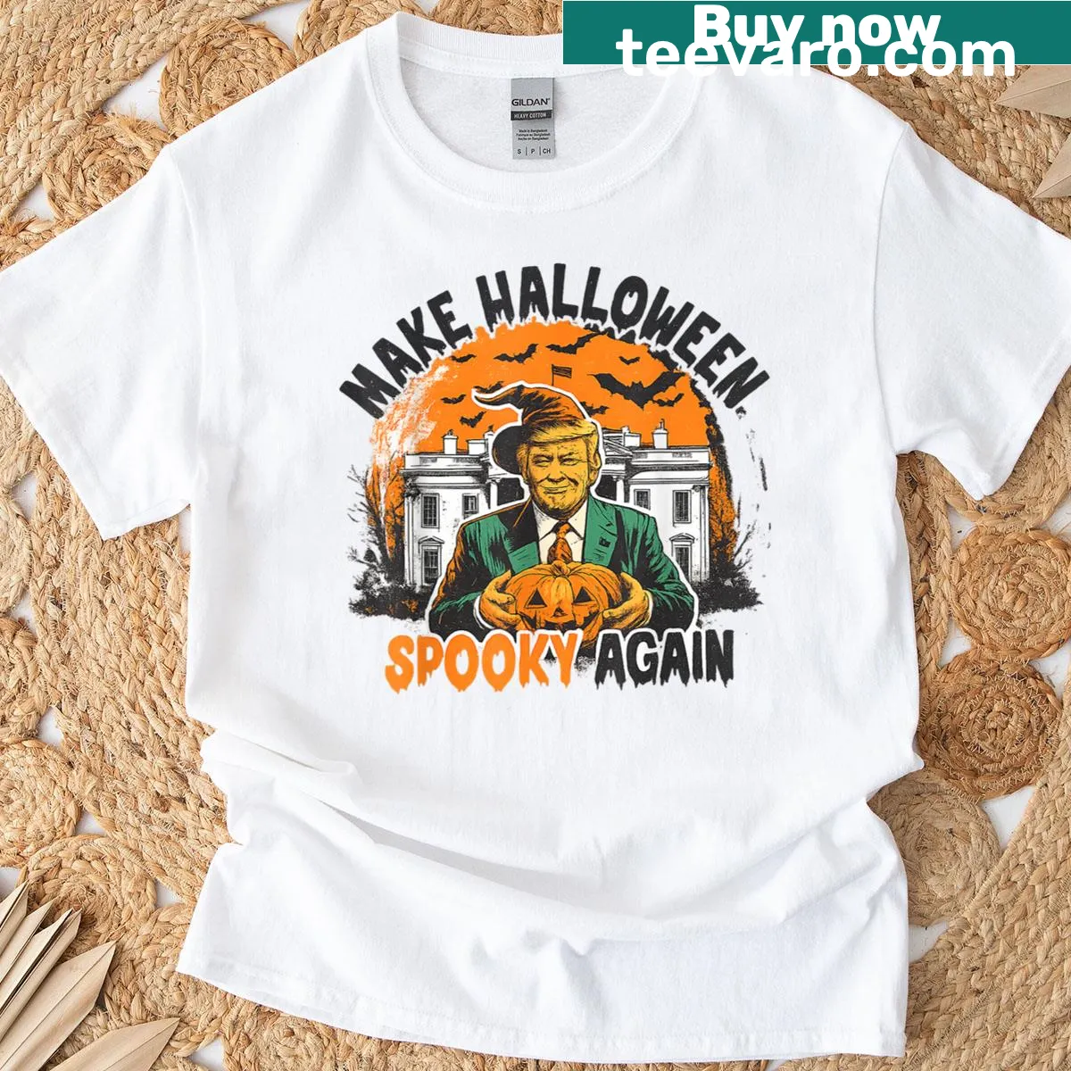 Halloween-themed graphic with a playful political twist — on a men's t-shirt